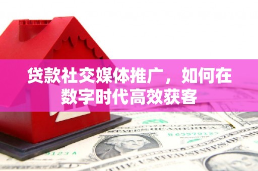 湾仔区贷款社交媒体推广，如何在数字时代高效获客