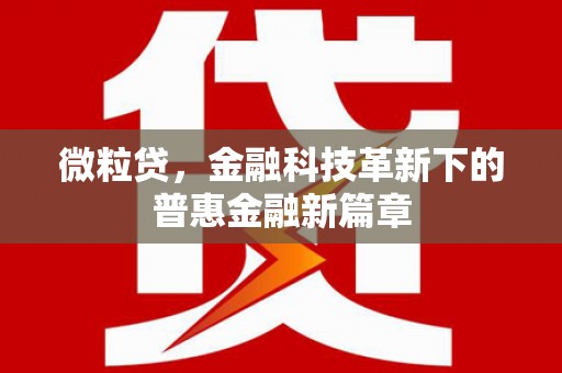 西峡微粒贷，金融科技革新下的普惠金融新篇章